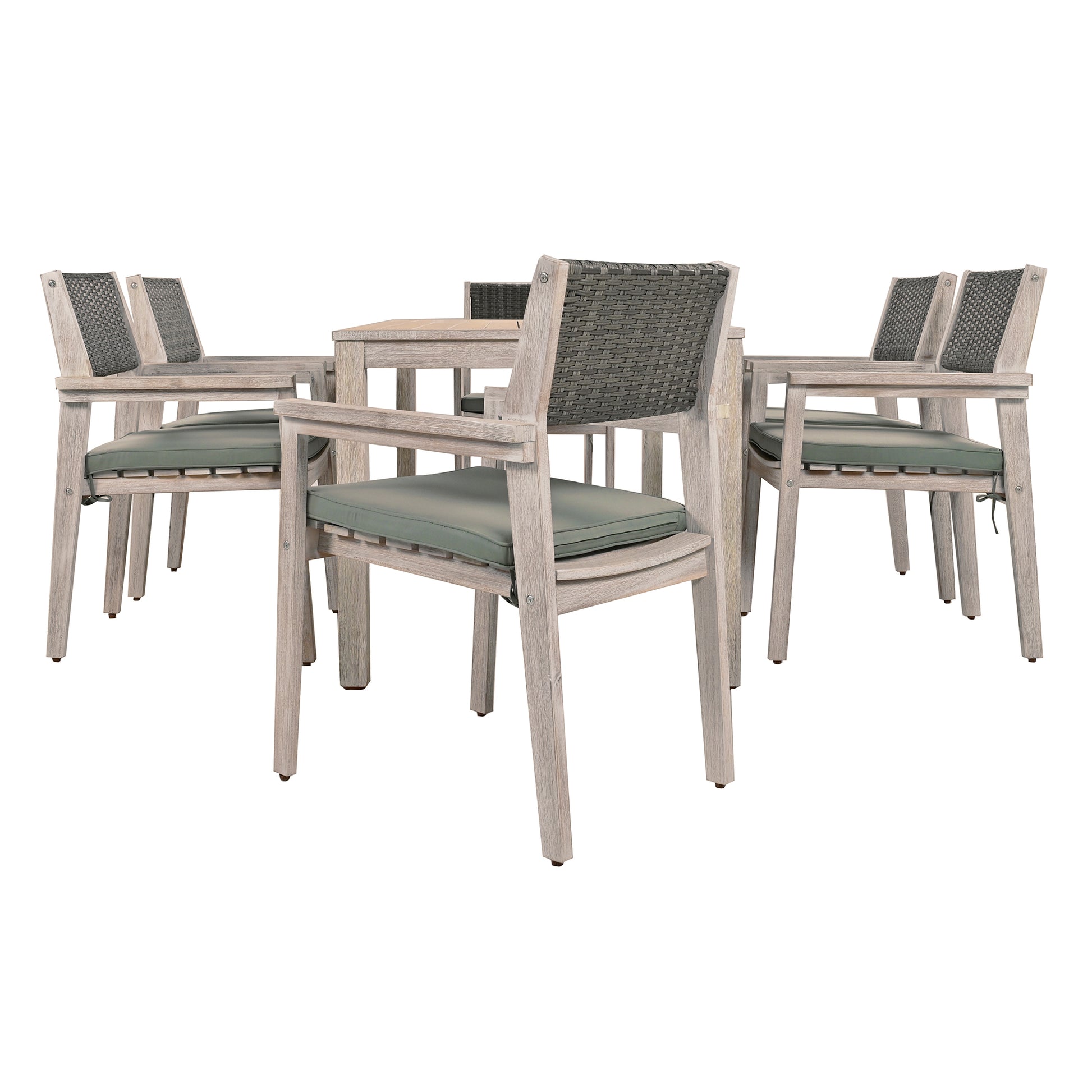 Outdoor Dining Set Patio Dining table and Chairs with yes-white washed-water resistant frame-water