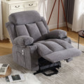 Power Lift Recliner Chair With Heat And Massage Electric Fabric Recliner Chair For Elderly With Side Pocket, Usb Charge Port, Remote Control For Living Room Grey A B Grey Linen Metal Soft Heavy Duty Cotton Linen