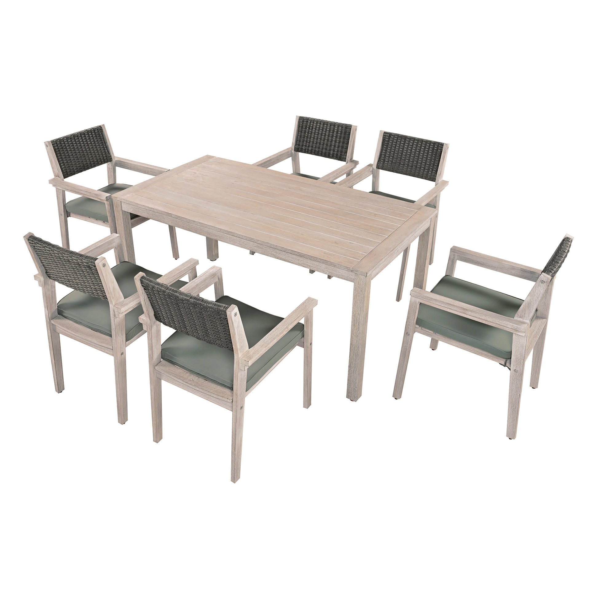 Outdoor Dining Set Patio Dining table and Chairs with yes-white washed-water resistant frame-water