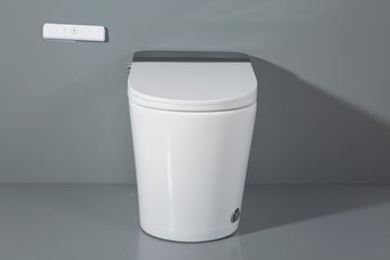 White multifunctional round smart toilet with