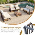 Modern Minimalist 7 Piece Metal Patio Sectional Sofa Set, All Weather Garden Conversational Furniture Set With Thick Cushions And Coffee Table For Indoor Outdoor, Gray Yes Deep Seating White Weather