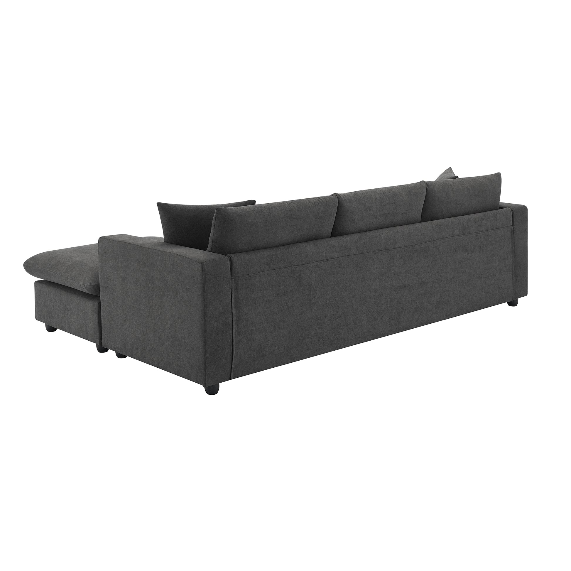 100.4*64.6" Modern Sectional Sofa,L Shaped Couch Set With 2 Free Pillows,4 Seat Polyester Fabric Couch Set With Convertible Ottoman For Living Room, Apartment, Office,4 Colors Dawn Grey Polyester 3 Seat