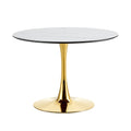 Living Room Dining Table White Round Table With Gold Legs 80Cm In Diameter. Golden White Mdf