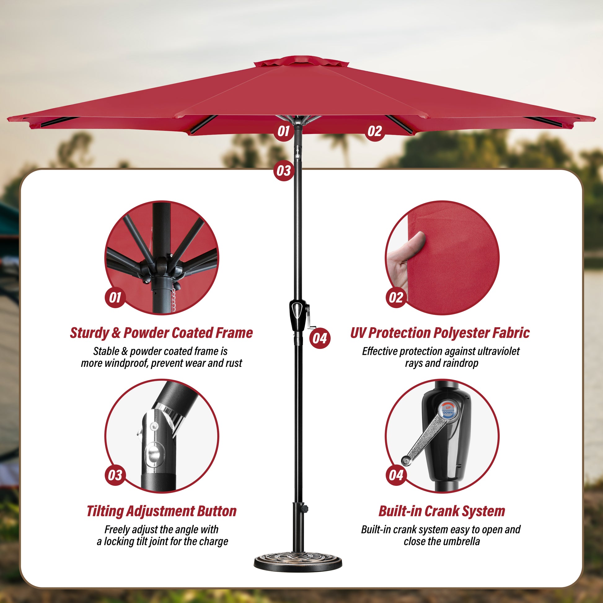 10' Patio Umbrella Outdoor Table Market Yard Umbrella With Push Button 10' Patio Umbrella Outdoor Table Market Yard Umbrella With Push Button