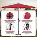 10' Patio Umbrella Outdoor Table Market Yard Umbrella With Push Button Tilt Crank Red Stainless Steel