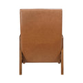 1pc Accent Chair Brown Faux Leather Walnut Finish