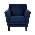 Stylish Home Accent Chair Blue Velvet Upholstery Matching Pillow Solid Wood Furniture Living Room 1Pc Blue Primary Living Space Modern Solid Wood