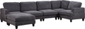 Modular Sofa, Sectional Couch U Shaped Sofa Couch With Ottoman, 6 Seat Chenille Corner Sofa For Living Room, Dark Gray Dark Gray Chenille Cushion Back Foam Plywood 6 Seat