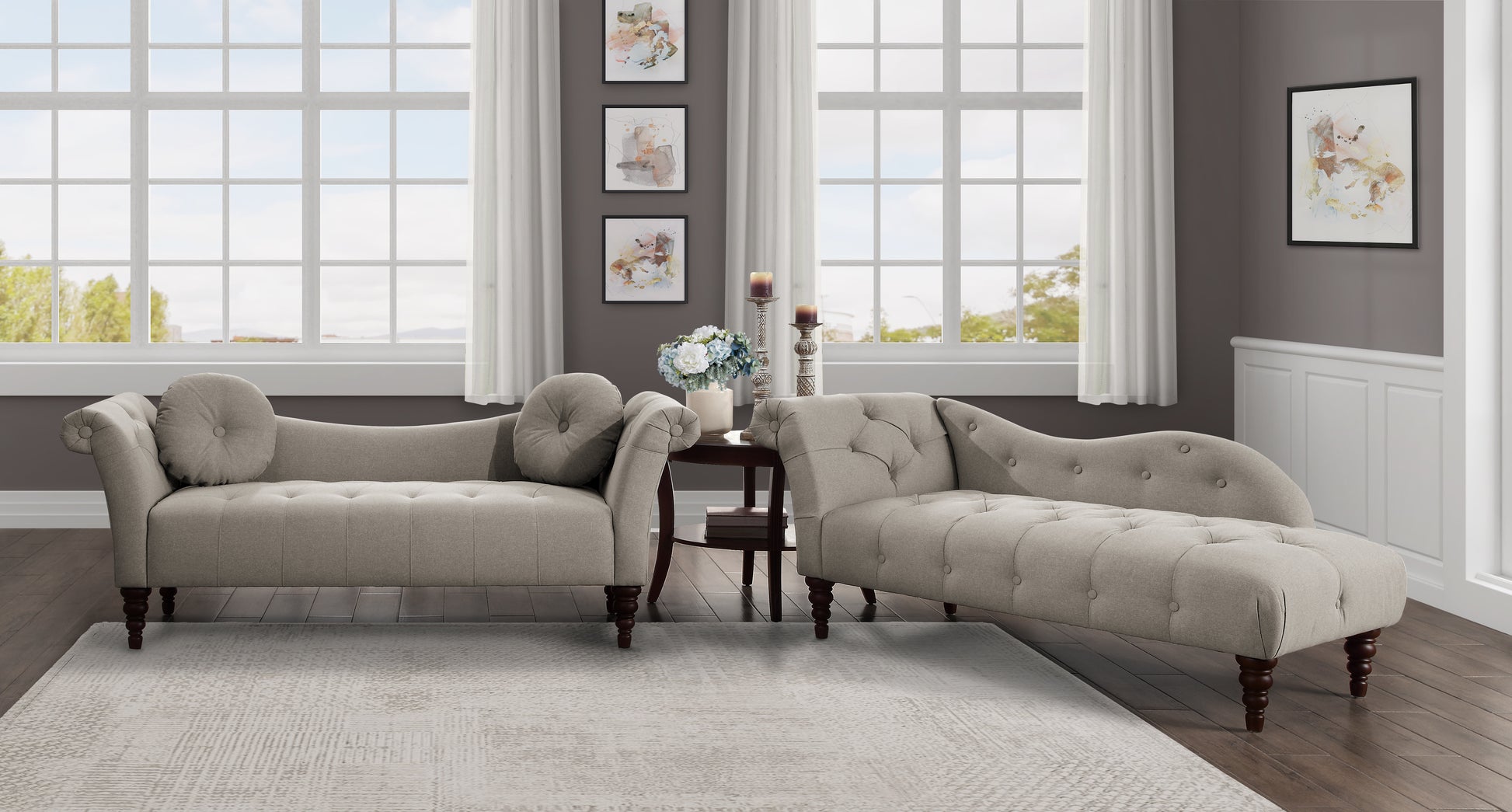 1Pc Modern Traditional Chaise Button Tufted Detail Brown Upholstery Style Comfort Living Room Furniture Espresso Finish Legs Brown Primary Living Space Modern,Traditional Solid Wood