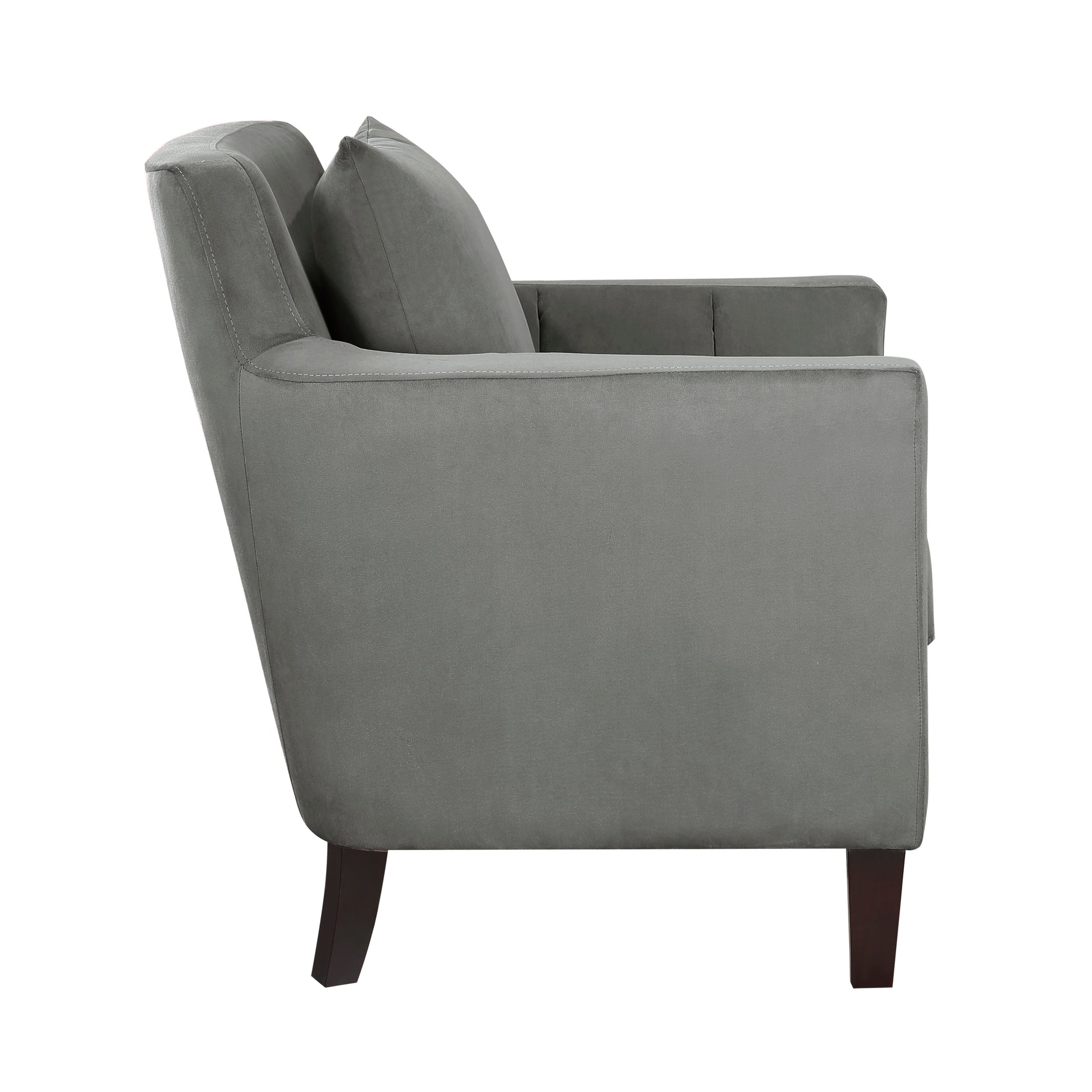 Stylish Home Accent Chair Gray Velvet Upholstery Matching Pillow Solid Wood Furniture Living Room 1Pc Gray Primary Living Space Modern Solid Wood