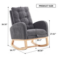Accent Rocking Chair With Footrest High Back Rubber Wood Rocking Legs Bedroom Living Space 26.77D X 38.36W X 39.76H Inch Gray Primary Living Space Casual Accent Chairs Rubberwood Foam Foam Spring
