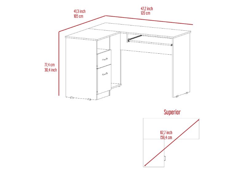 Raleigh L Shaped Desk, Two Drawers, One Shelf, Cpu Storage Black Office American Design Pine Pine Engineered Wood