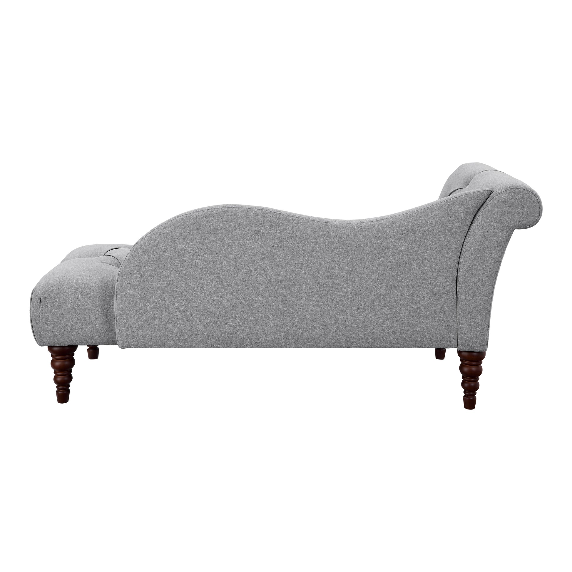 1Pc Modern Traditional Chaise Button Tufted Detail Dove Gray Upholstery Style Comfort Living Room Furniture Espresso Finish Legs Gray Primary Living Space Modern,Traditional Solid Wood
