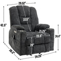Emon'S Large Power Lift Recliner Chair With Massage And Heat For Elderly, Overstuffed Wide Recliners, Heavy Duty Motion Mechanism With Usb And Type C Ports, 2 Steel Cup Holders, Gray White Metal Primary Living Space Heavy Duty Pine Grey Chenille Power