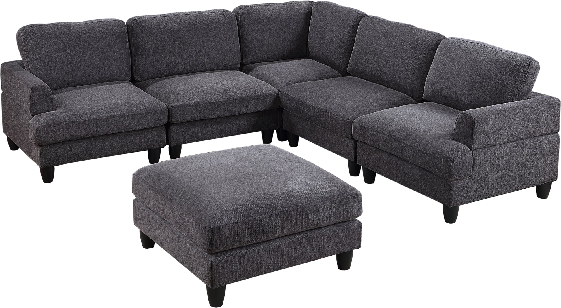 Modular Sofa, Sectional Couch U Shaped Sofa Couch With Ottoman, 6 Seat Chenille Corner Sofa For Living Room, Dark Gray Dark Gray Chenille Cushion Back Foam Plywood 6 Seat