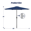 10' Patio Umbrella Outdoor Table Market Yard Umbrella With Push Button Tilt Crank Dark Blue Stainless Steel
