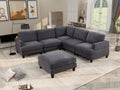 Modular Sofa, Sectional Couch U Shaped Sofa Couch With Ottoman, 6 Seat Chenille Corner Sofa For Living Room, Dark Gray Dark Gray Chenille Cushion Back Foam Plywood 6 Seat