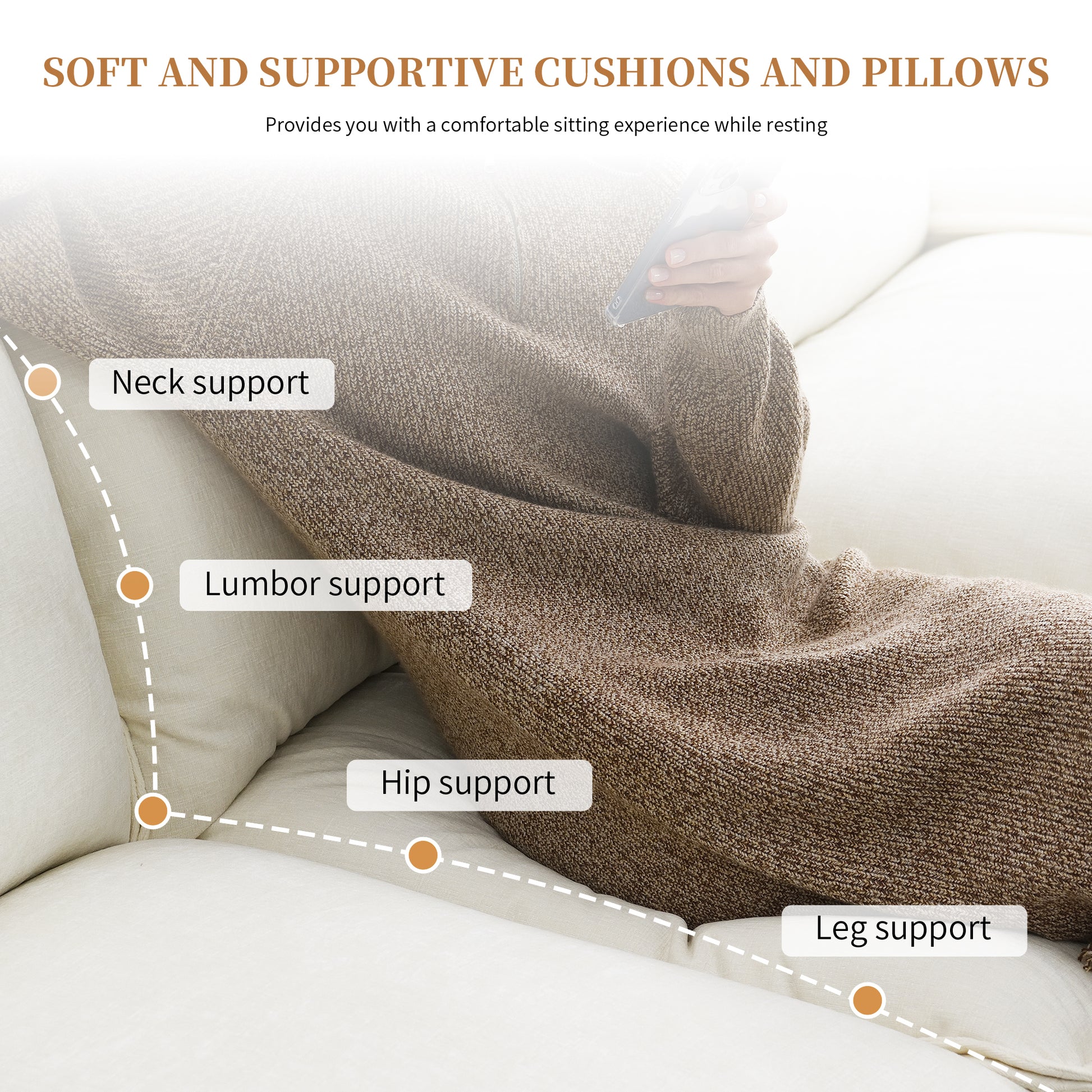 118*55" Modern L Shaped Chenille Cloud Sofa With Double Seat Cushions,5 Seat Upholstered Indoor Furniture,Sleeper Sofa Couch With Chaise Lounge For Living Room,Apartment,3 Colors Beige Chenille 4 Seat