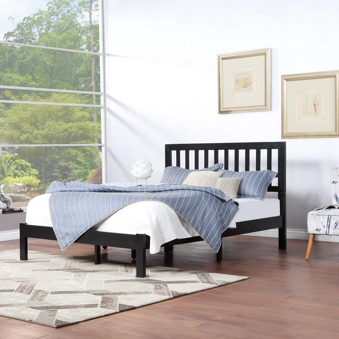 Queen Bed Queen Black Acacia Wood