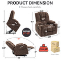 Emon'S Large Power Lift Recliner Chair With Massage And Heat For Elderly, Overstuffed Wide Recliners, Heavy Duty Motion Mechanism With Usb And Type C Ports, 2 Steel Cup Holders, Brown White Metal