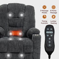 Emon'S Large Power Lift Recliner Chair With Massage And Heat For Elderly, Overstuffed Wide Recliners, Heavy Duty Motion Mechanism With Usb And Type C Ports, 2 Steel Cup Holders, Gray White Metal Primary Living Space Heavy Duty Pine Grey Chenille Power