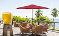 10' Patio Umbrella Outdoor Table Market Yard Umbrella With Push Button Tilt Crank Red Stainless Steel