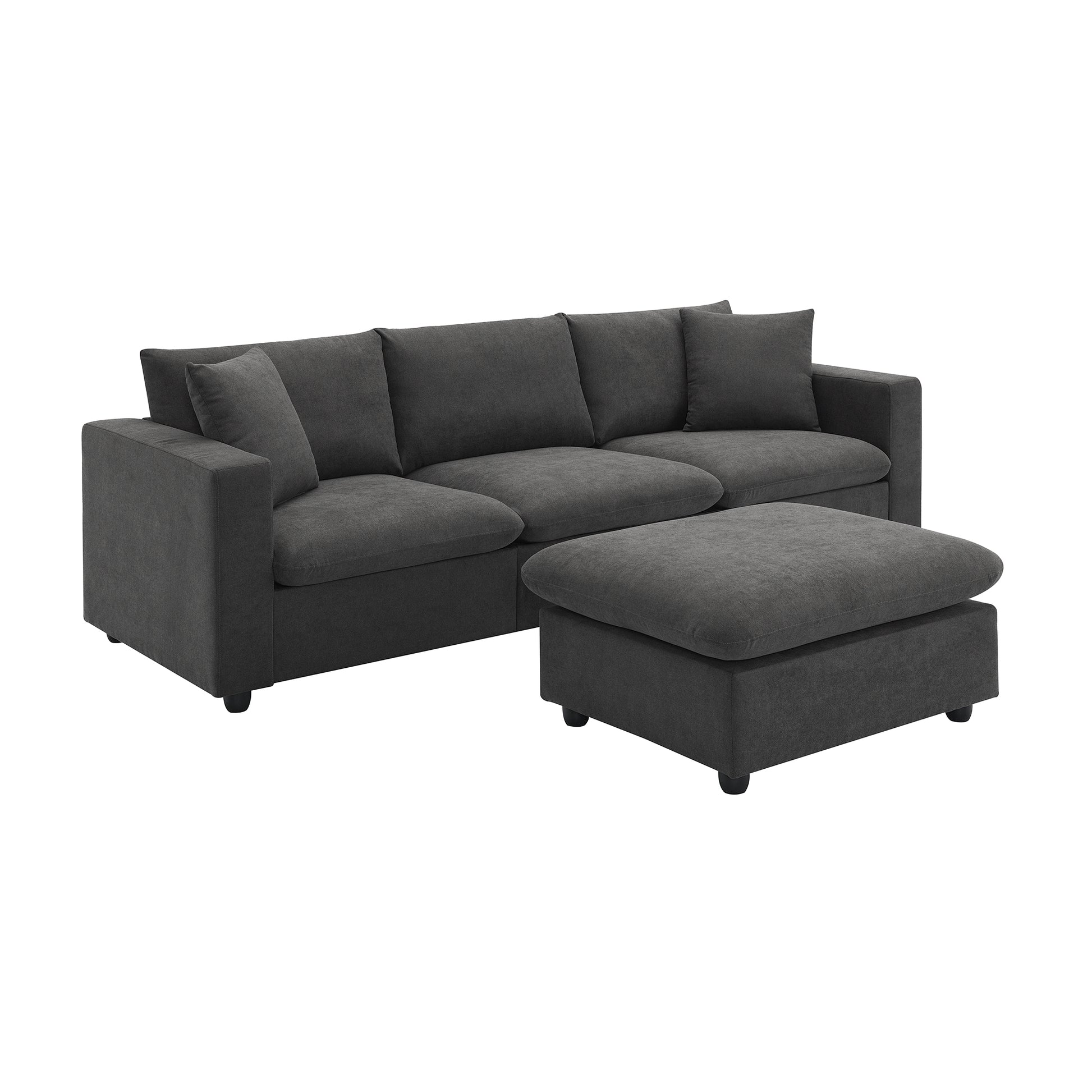 100.4*64.6" Modern Sectional Sofa,L Shaped Couch Set With 2 Free Pillows,4 Seat Polyester Fabric Couch Set With Convertible Ottoman For Living Room, Apartment, Office,4 Colors Dawn Grey Polyester 3 Seat