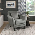 Stylish Home Accent Chair Gray Velvet Upholstery Matching Pillow Solid Wood Furniture Living Room 1Pc Gray Primary Living Space Modern Solid Wood