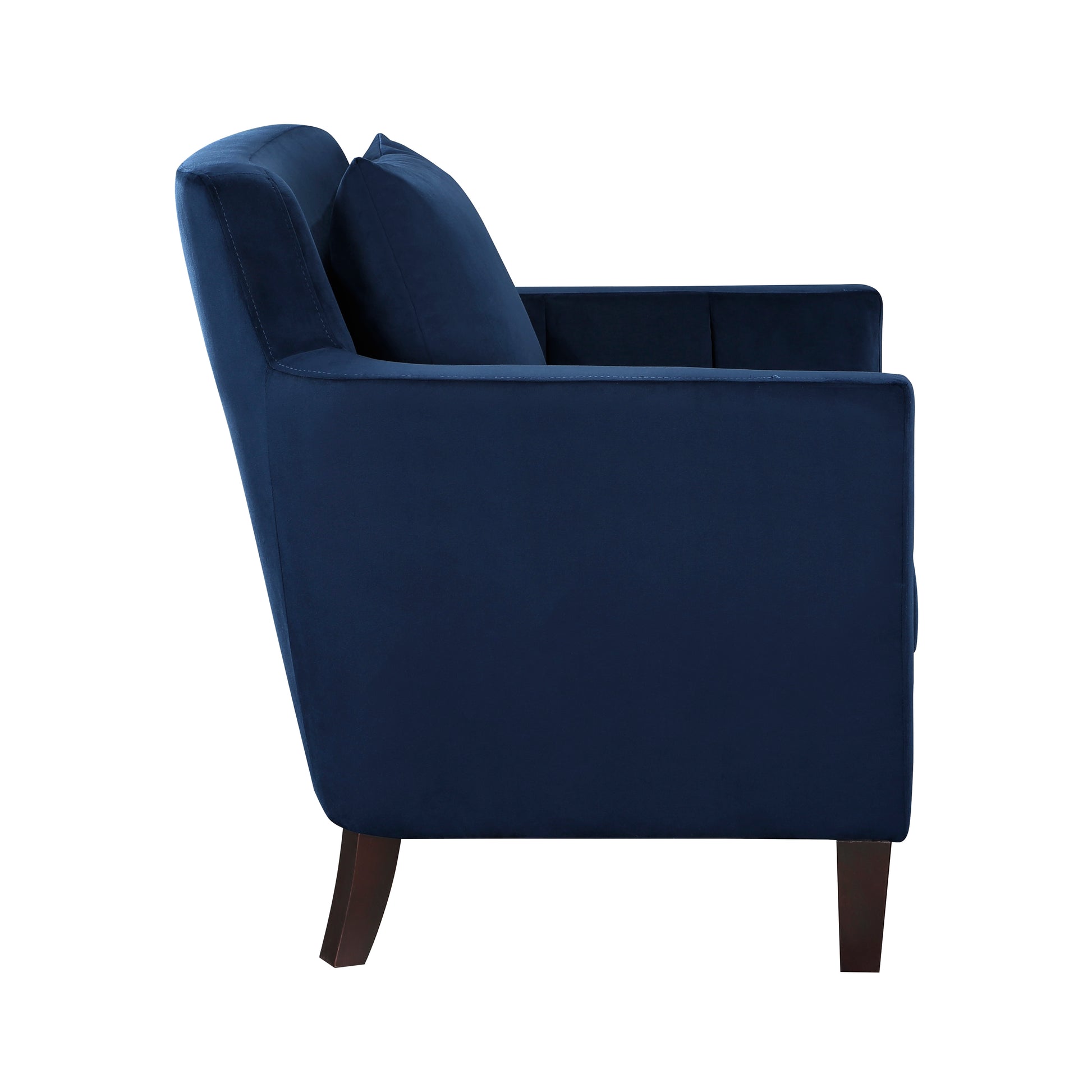 Stylish Home Accent Chair Blue Velvet Upholstery Matching Pillow Solid Wood Furniture Living Room 1Pc Blue Primary Living Space Modern Solid Wood