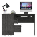 Raleigh L Shaped Desk, Two Drawers, One Shelf, Cpu Storage Brown Computer Desk Office American Design,Modern Freestanding Pine Desk Rectangular Pine Engineered Wood