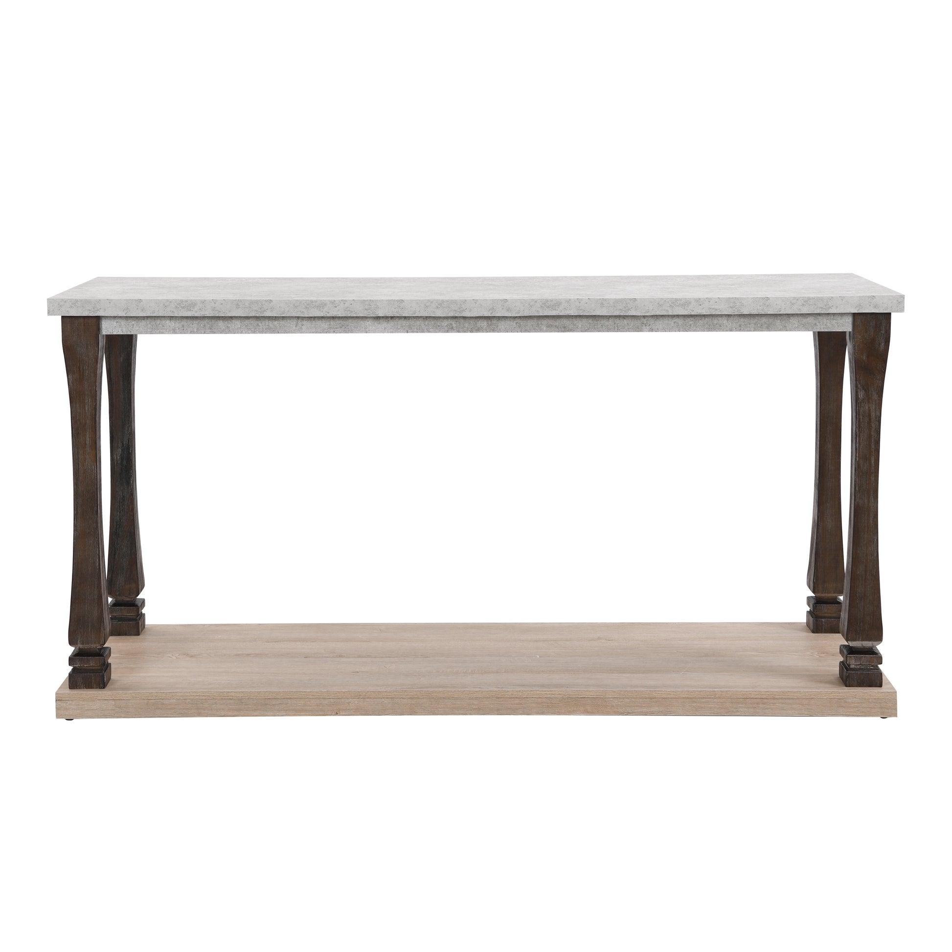 48 Inch Long Rectangle Mid Century Console Table For Entryway, Wood Sofa Table With 2 Tier Storage Shelf, Grey Tabletop Light Grey Natural Primary Living Space American Traditional,Antique Rectangular Console Tables Rectangular Solid Wood Mdf