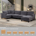 Modular Sofa, Sectional Couch U Shaped Sofa Couch With Ottoman, 6 Seat Chenille Corner Sofa For Living Room, Dark Gray Dark Gray Chenille Cushion Back Foam Plywood 6 Seat