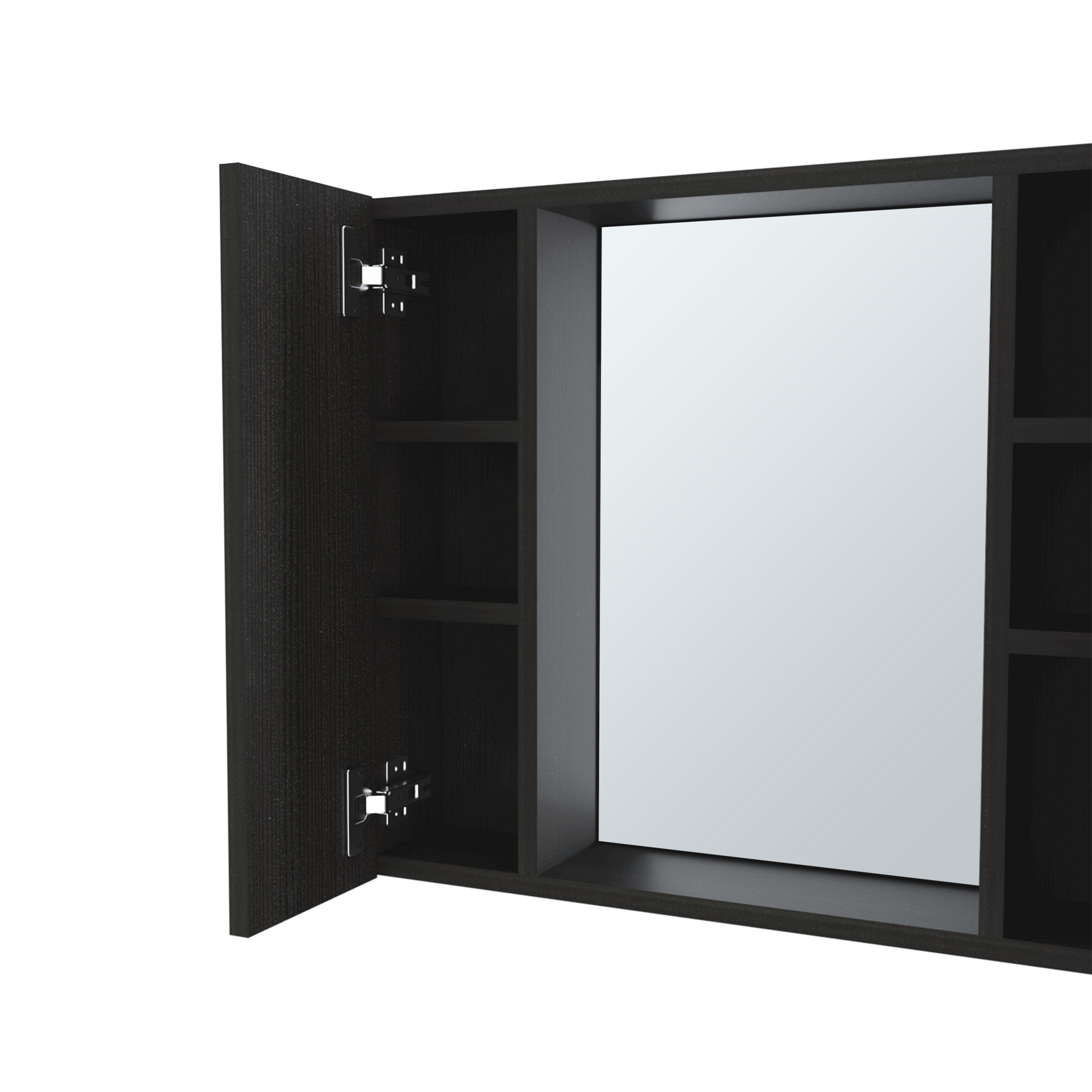 Medicine Double Door Cabinet 19" H, One External Shelf, Black Black Particle Board Particle Board