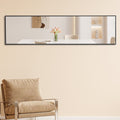 4Rd Generation Black Solid Wood Frame Full Length Mirror, Dressing Mirror, Bedroom Porch, Decorative Mirror, Clothing Store, Floor To Ceiling Mirror, Wall Mounted. 58 Inches * 15 Inches W1151124246 Transparent Glass