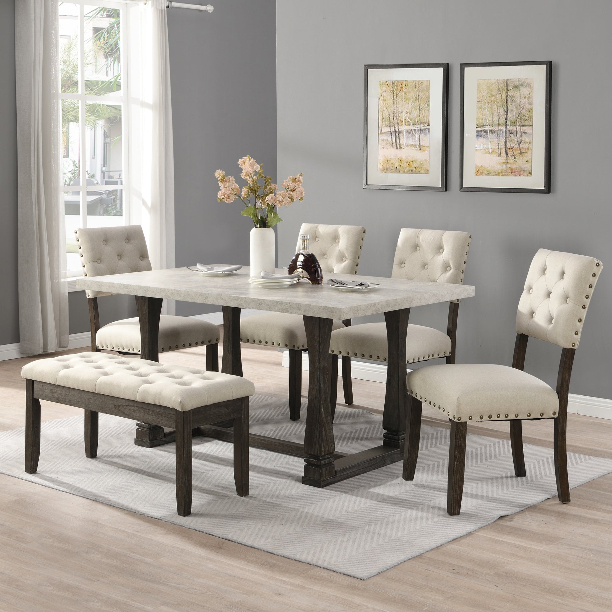 Modern Tufted Back Upholstered Fabric Dining