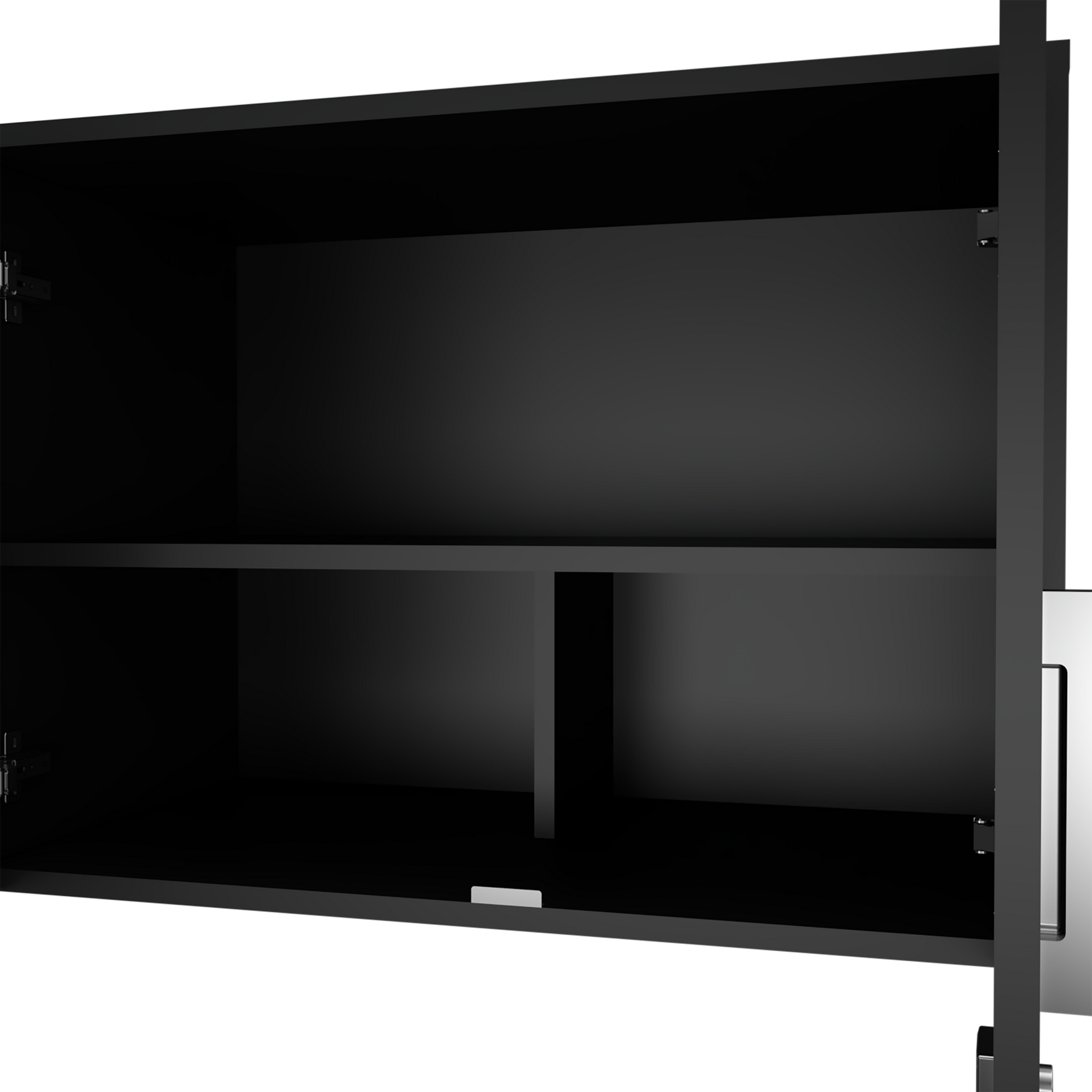 Wall Storage Cabinet 20" H, Two Doors, Three Internal Shelves, Black Black Particle Board Particle Board