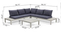 Arlington 4 Piece Sofa Set, Dark Gray Dark Gray Acacia Wood