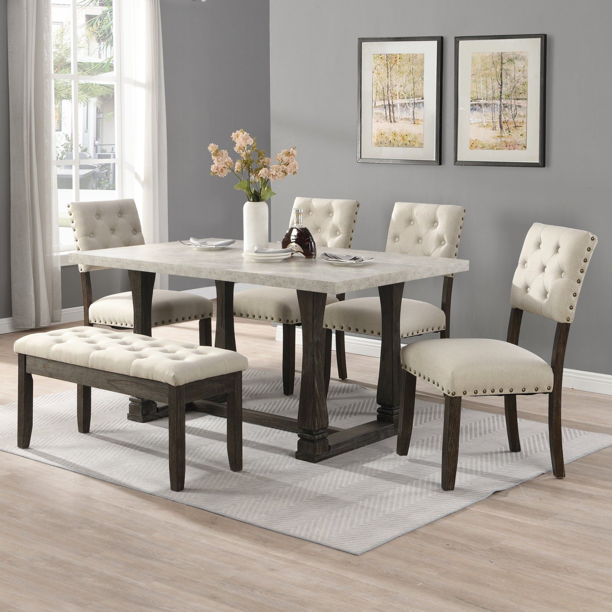 Modern Tufted Back Upholstered Fabric Dining