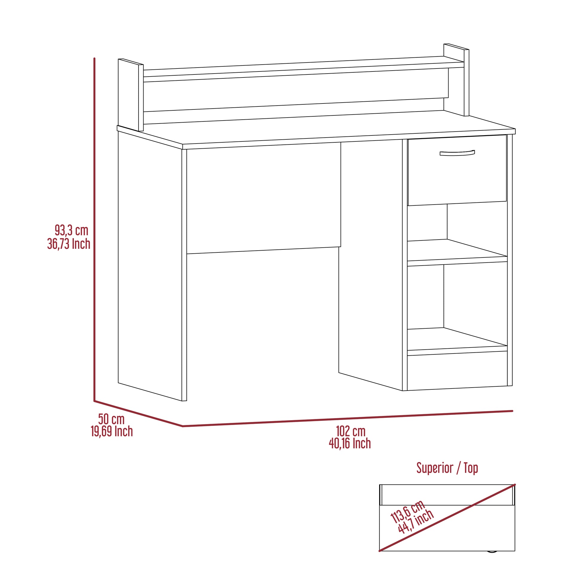 Charlotte Computer Desk With 2 Storage Shelves And Drawer Black Lockable Drawer Or Cabinet Computer Desk Office American Design,Industrial,Modern Freestanding Pine Drawers Desk Rectangular Pine Engineered Wood