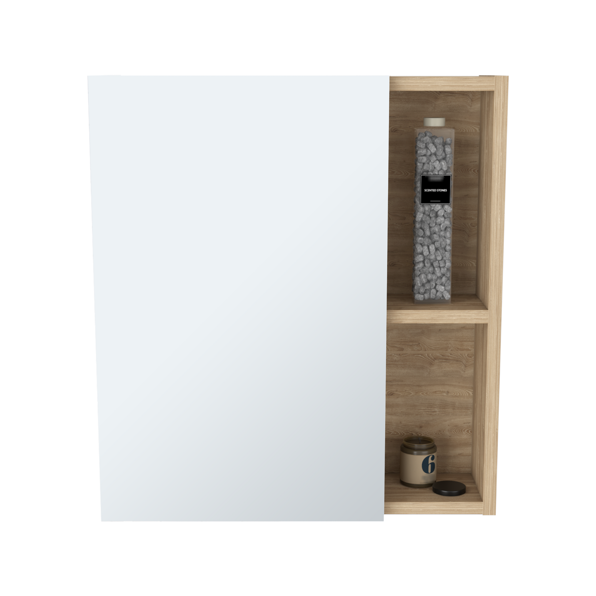 Medicine 19H" Single Door Cabinet With Mirror, Five beige-particle board-particle board