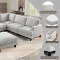 Modular Sofa, Sectional Couch U Shaped Sofa Couch With Ottoman, 6 Seat Chenille Corner Sofa For Living Room, Light Gray Light Gray Chenille Cushion Back Foam Plywood 6 Seat