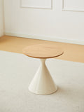 Round Coffee Table White Wood Brown White Mdf Metal