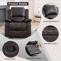 Swivel And Glider Recliner Chair, Brown Brown Faux Leather Manual Push Button Wood Primary Living Space Soft American Traditional Push Button Metal & Wood
