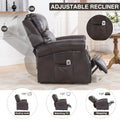 Lift Recliner Chair, Electric Power Lift Recliner Chair For Elderly, Brown Brown Faux Leather Power Remote Wood Primary Living Space Soft American Traditional Metal & Wood