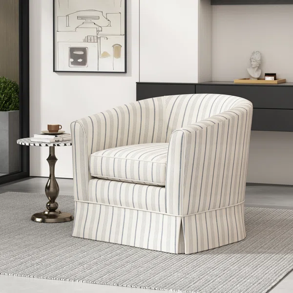 Swivel Chair White Fabric