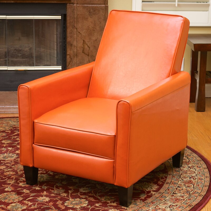 Recliner Push Back Chair For Elegant Home D Cor Orange Orange Pu