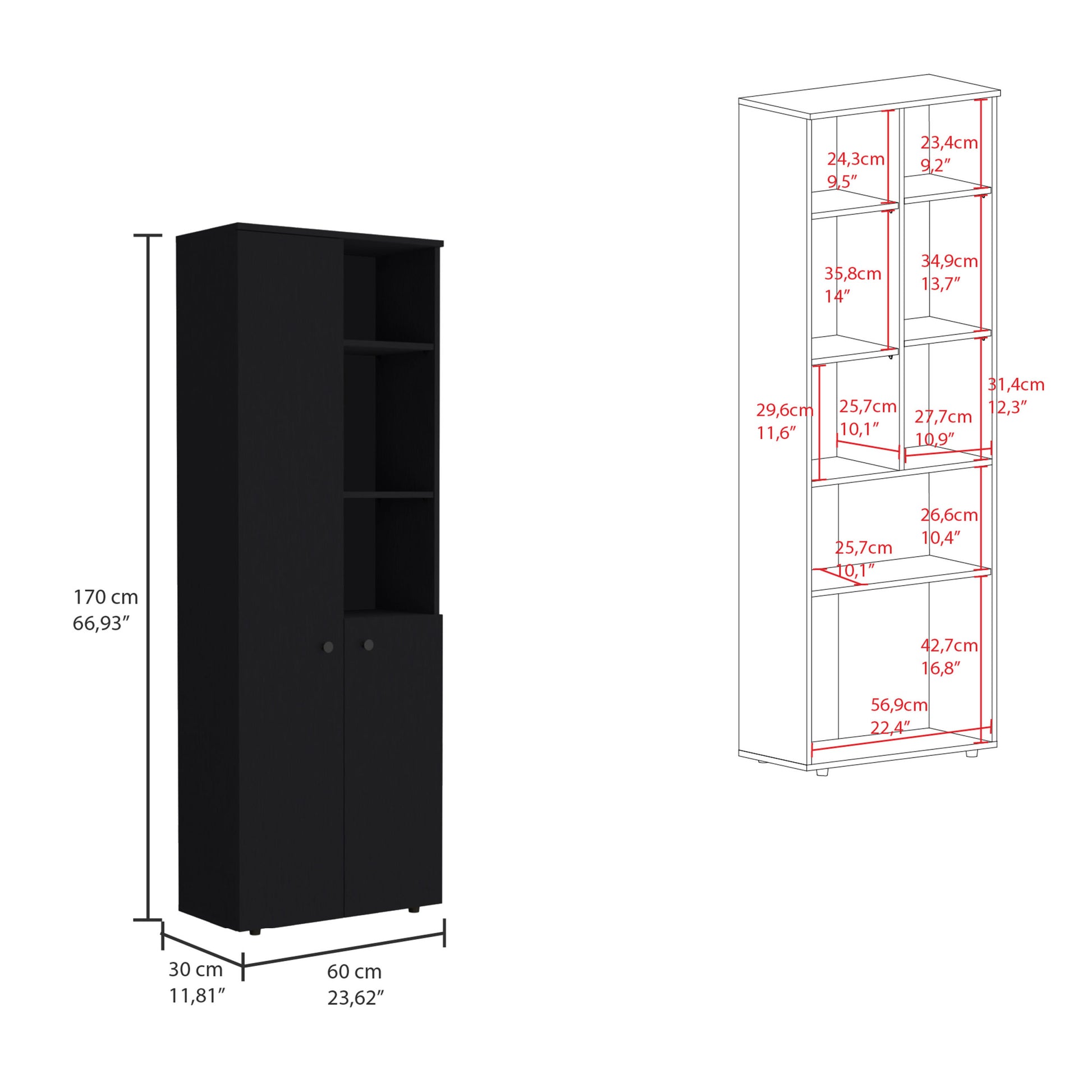 Konik 67 Inch High Storage Cabinet Kitchen Pantry