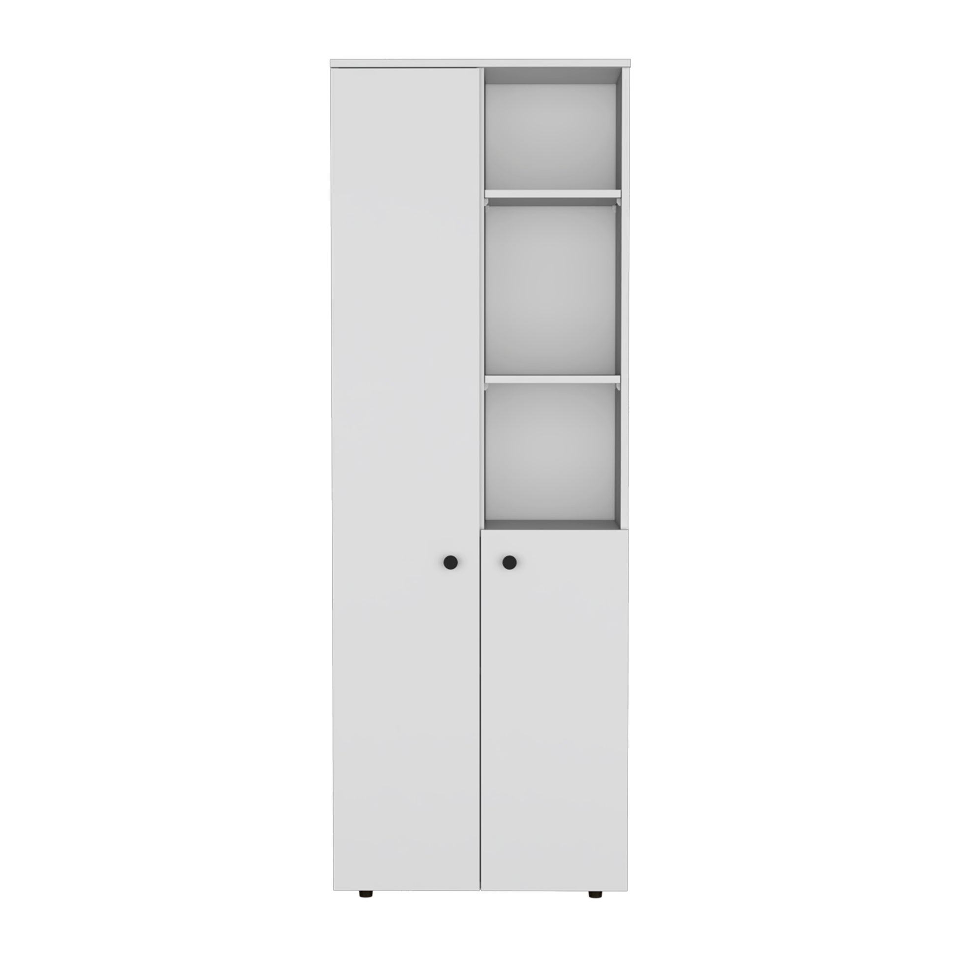 Konik 67 Inch High Storage Cabinet Kitchen Pantry With Three Doors And Three Exterior Shelves White Kitchen Modern Mdf Shelves Included Engineered Wood