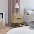 Nuvo 2 Nightstand,Two Drawers, Hairpin Legs Light Oak Pine Engineered Wood