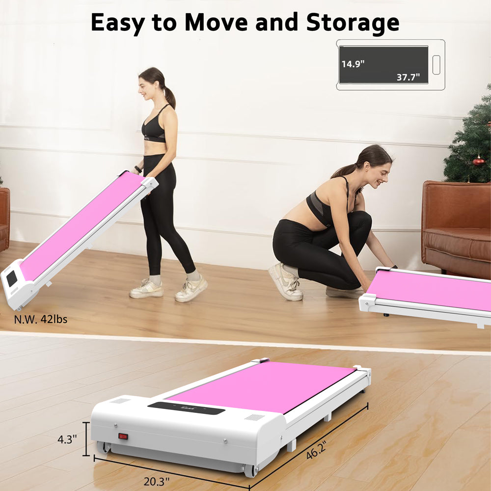 Under Desk Treadmill, Walking Pad, Portable Treadmill With Remote Control Led Display, Walking Jogging Machine For Home Office Use 265 Lbs Pink Pink Abs Rubber Steel Q235